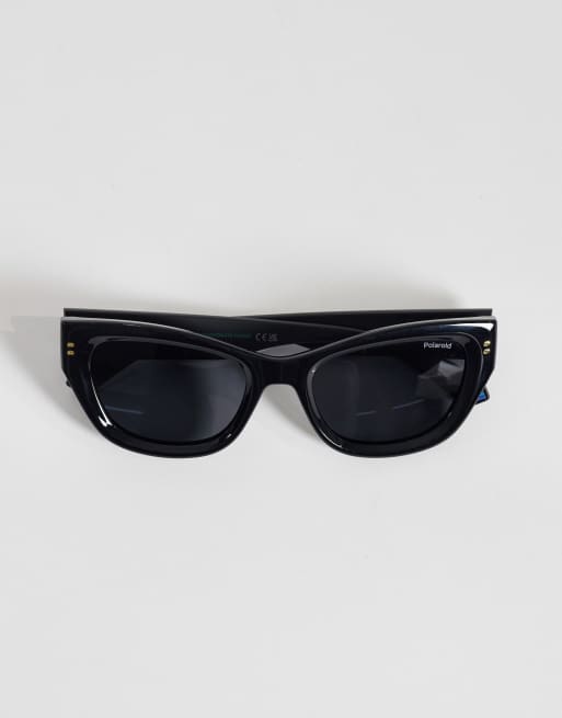 Polaroid - Occhiali da sole cat-eye neri con lenti polarizzate grigie, 3 di 3
