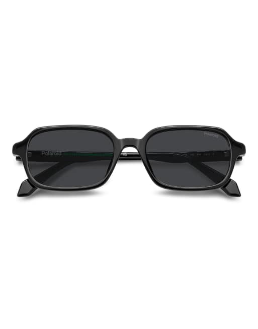 Polaroid Occhiali da sole rettangolari con lenti polarizzate grigie, neri, 5 di 7