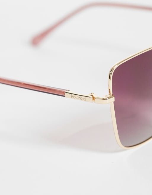 Polaroid Oversized sunglasses with burgundy shaded polarized lenses in gold - GOLD, 2 of 3