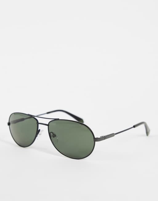 Polaroid – Pilotensonnenbrille in Schwarz mit schmalem Rahmen 