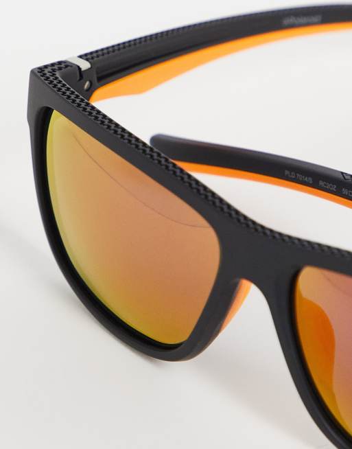 Polaroid - Racer - Occhiali da sole nero opaco con lente arancione, 4 di 4