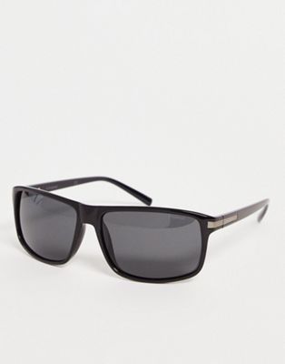 Polaroid retro square sunglasses in shiny black