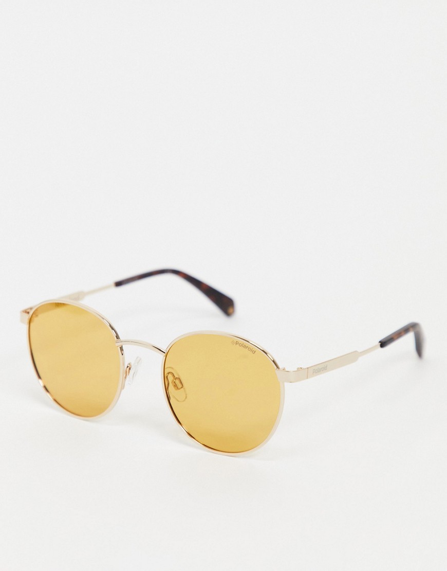 Polaroid round lens unisex sunglasses-Yellow