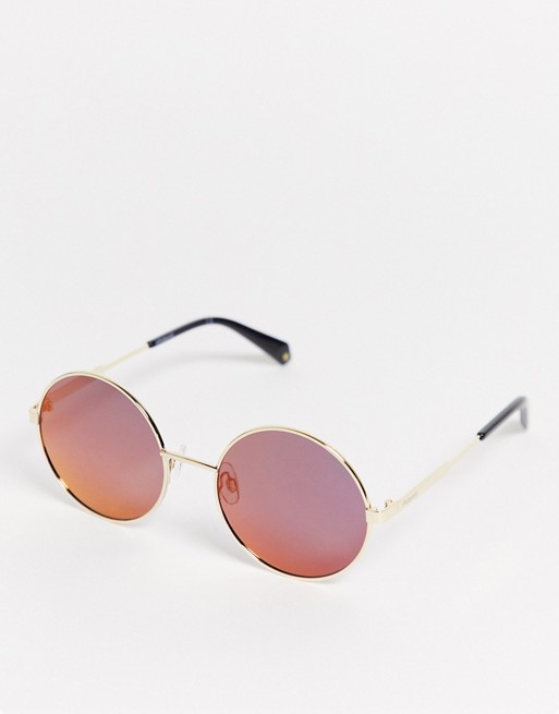 Polaroid round sunglasses in pink