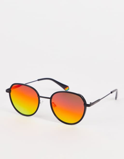 Polaroid round sunglasses in red and pink lens