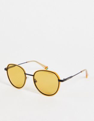 Polaroid round sunglasses in yellow - ASOS Price Checker