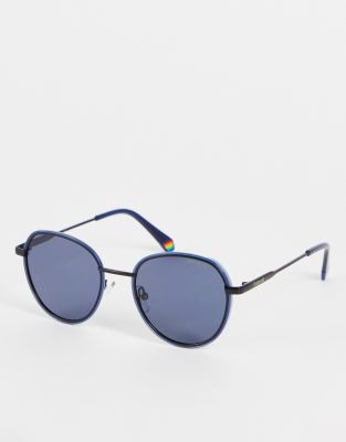 Polaroid – Runde Sonnenbrille in Blau