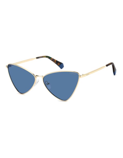 Polaroid – Sonnenbrillen – Dreieckige, goldfarbene Sonnenbrille im Stil der 90er mit polarisierten Gläsern in Blau - view 1