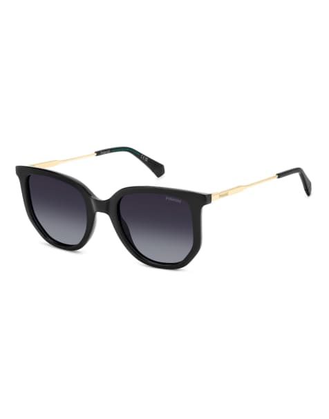 Polaroid – Sonnenbrillen – Rechteckige Oversize-Sonnenbrille in Schwarz mit grau getönten, polarisierten Gläsern - view 1