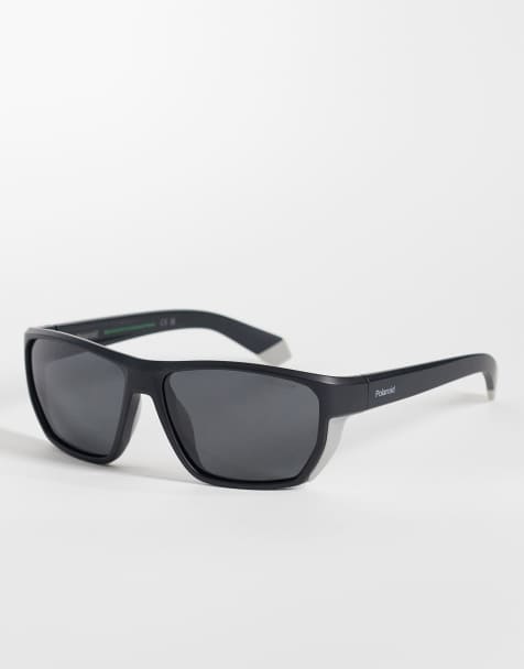 Polaroid Sporty rectangular sunglasses with grey polarized lenses in black - BLACK - view 1