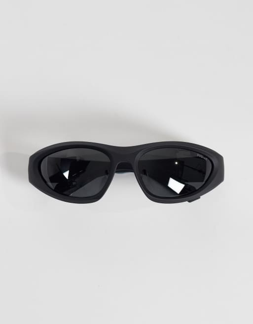 Polaroid Sporty wrap sunglasses with grey polarized lenses in black - BLACK, 3 of 3
