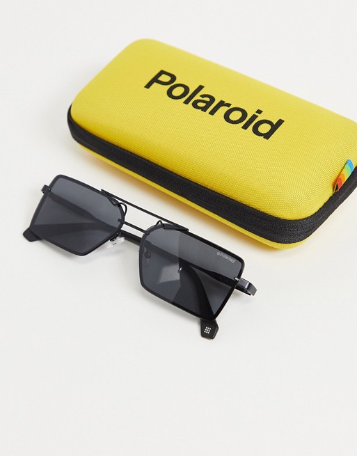 ParfaireShops | Polaroid square lens unisex sunglasses in black |  tortoiseshell-effect cat-eye sunglasses Braun