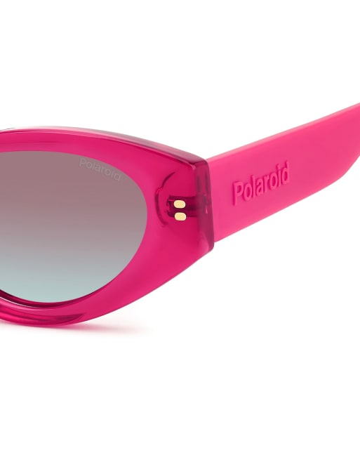 Polaroid Sunglasses Bold cat eye sunglasses with burgundy shaded polarized lenses in pink, 4 of 6