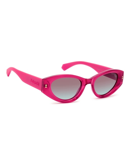 Polaroid Sunglasses Bold cat eye sunglasses with burgundy shaded polarized lenses in pink, 6 of 6