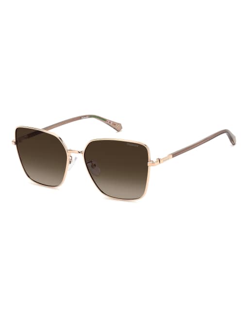 Polaroid Sunglasses - Gafas de sol doradas extragrandes con lentes marrones sombreadas polarizadas, 2 de 7