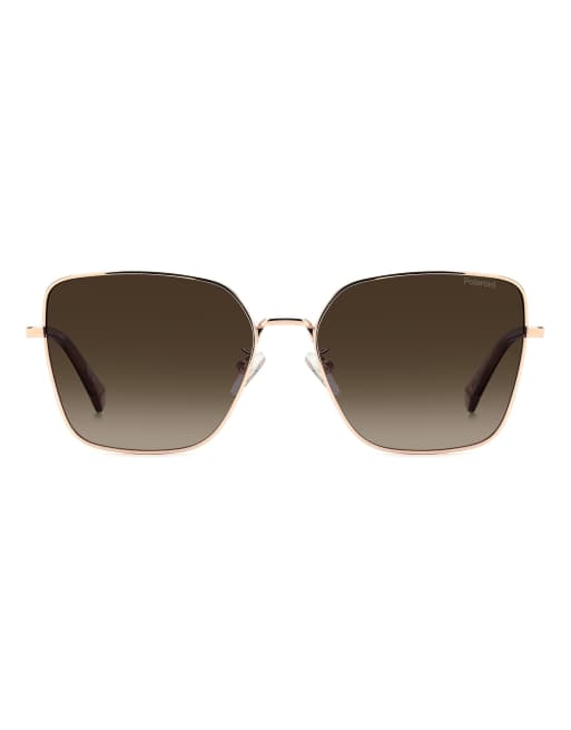 Polaroid Sunglasses - Gafas de sol doradas extragrandes con lentes marrones sombreadas polarizadas, 3 de 7