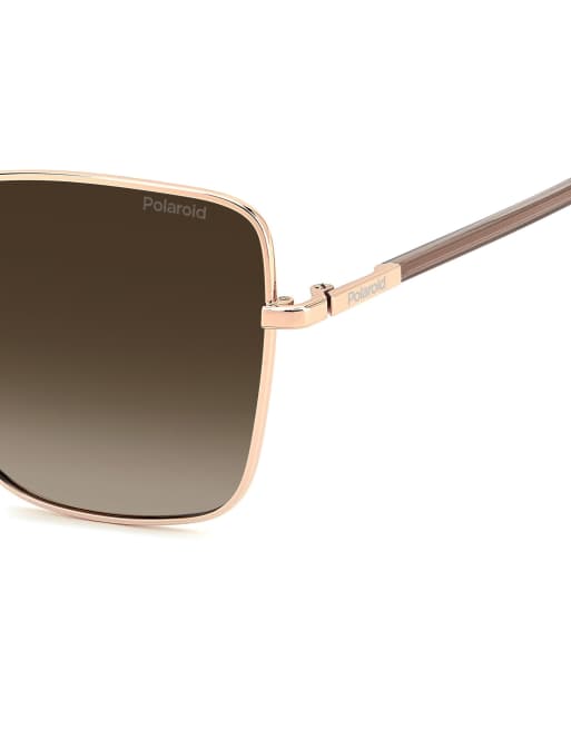 Polaroid Sunglasses - Gafas de sol doradas extragrandes con lentes marrones sombreadas polarizadas, 5 de 7