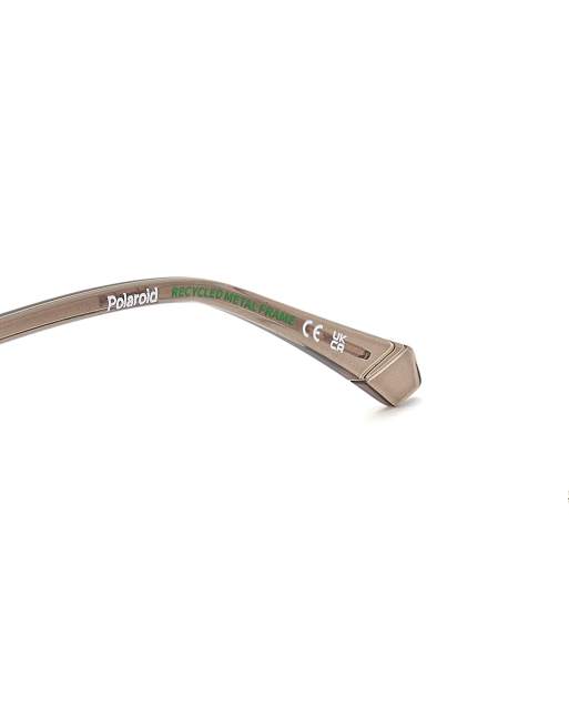 Polaroid Sunglasses - Gafas de sol doradas extragrandes con lentes marrones sombreadas polarizadas, 6 de 7