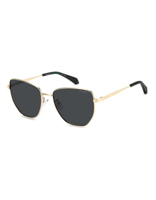 Polaroid Sunglasses - Lunettes de soleil carrées à verres polarisés gris - Doré, 2 de 5