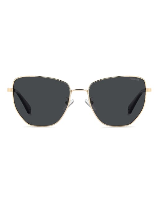 Polaroid Sunglasses - Lunettes de soleil carrées à verres polarisés gris - Doré, 3 de 5