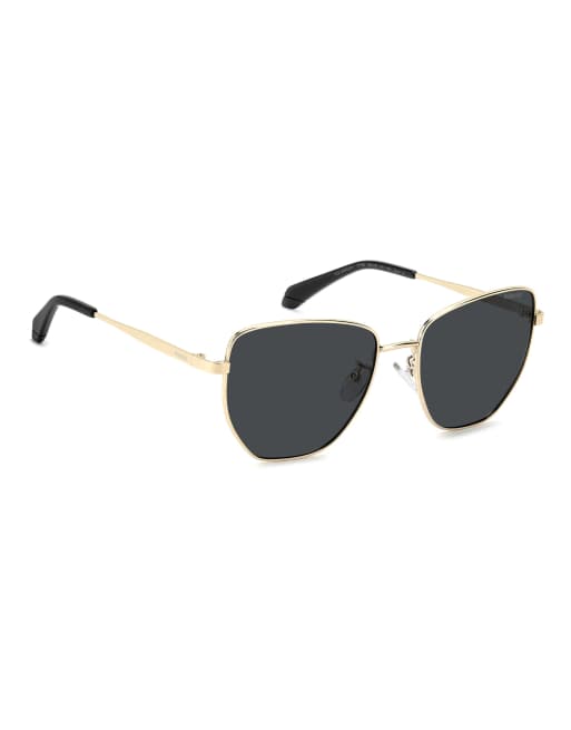 Polaroid Sunglasses - Lunettes de soleil carrées à verres polarisés gris - Doré, 4 de 5