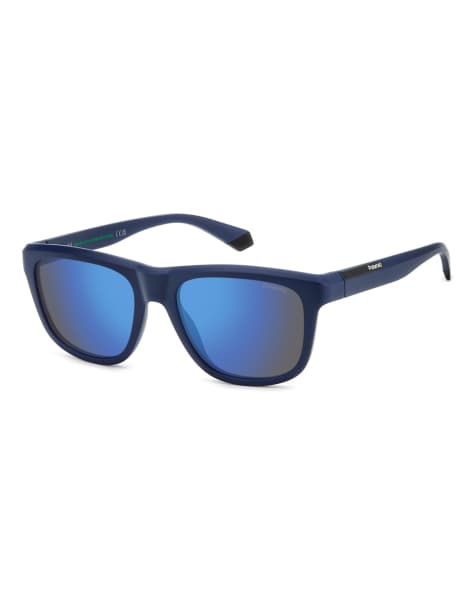 Polaroid Sunglasses - Lunettes de soleil rectangulaires à verres miroir polarisés bleus - Bleu - view 1