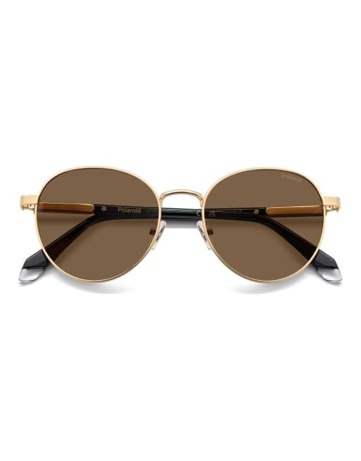 Polaroid Sunglasses - Lunettes de soleil rondes à verres polarisés bronze - Doré, 3 de 7