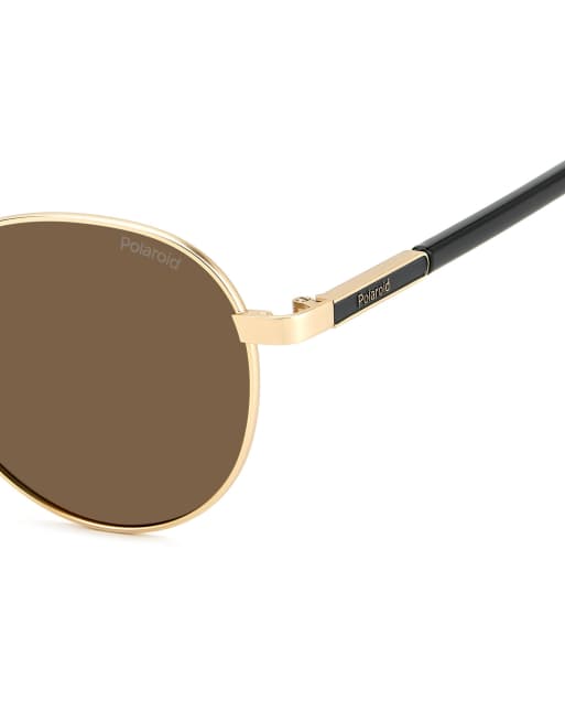 Polaroid Sunglasses - Lunettes de soleil rondes à verres polarisés bronze - Doré, 5 de 7