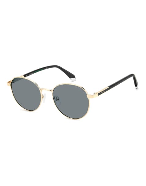 Polaroid Sunglasses - Lunettes de soleil rondes à verres polarisés gris - Doré - view 1