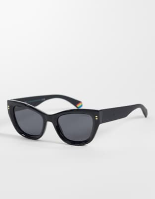 Lunettes de soleil yeux de chat à verres polarisés gris - Noir One Size