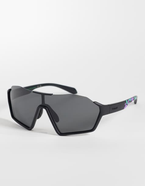 Polaroid Sunglasses - Masker zonnebril met grijze gepolariseerde glazen in zwart - view 1