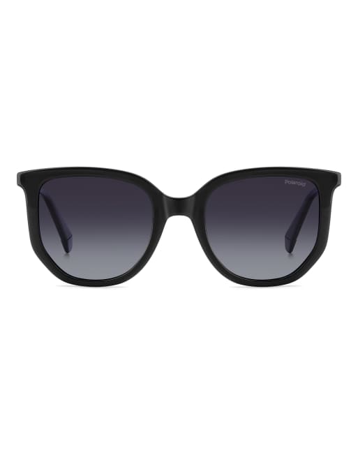 Polaroid Sunglasses - Occhiali da sole oversize rettangolari neri con lenti polarizzate grigie, 2 di 6