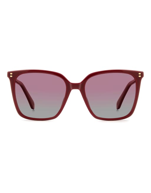 Polaroid Sunglasses - Occhiali da sole oversize squadrati rossi con lenti polarizzate rosse, 2 di 5