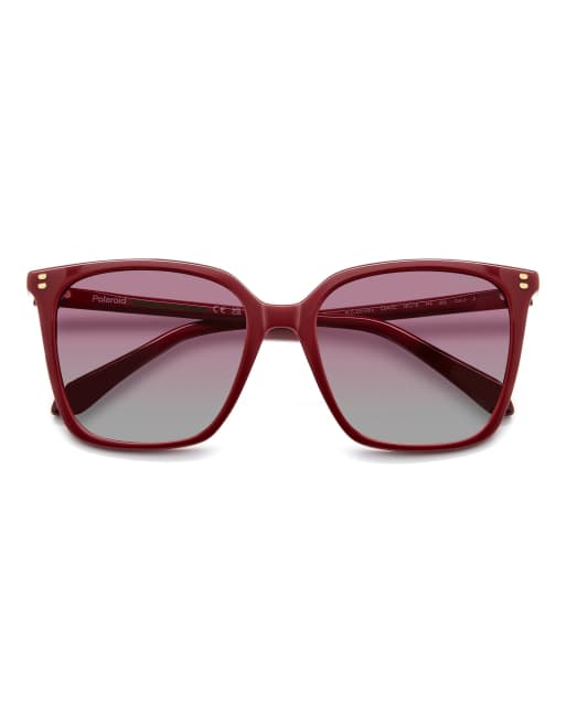 Polaroid Sunglasses - Occhiali da sole oversize squadrati rossi con lenti polarizzate rosse, 5 di 5