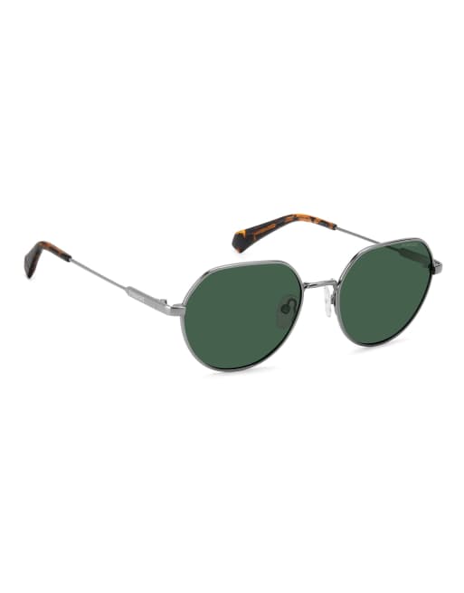 Polaroid Sunglasses - Occhiali da sole rotondi argento con lenti polarizzate verdi, 6 di 6