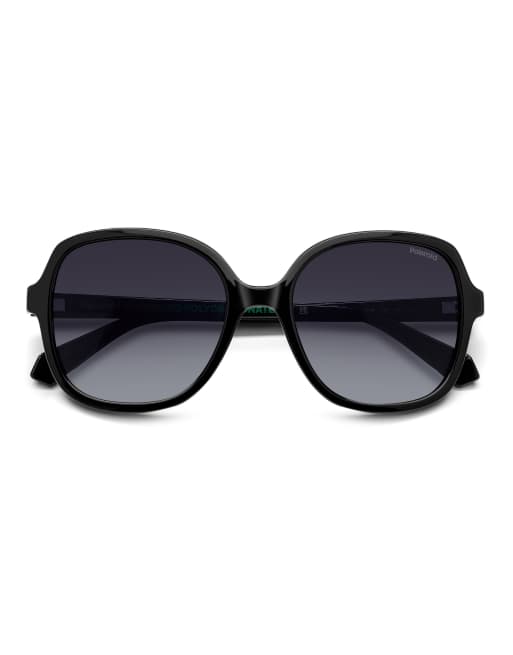 Polaroid Sunglasses Oversized square sunglasses with grey shaded polarized lenses in black, 4 of 7