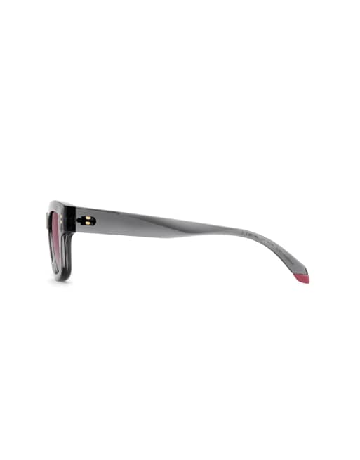 Polaroid Sunglasses Polaroid rectangular sunglasses - grey frame, burgundy shaded polarised lenses in grey, 5 of 7