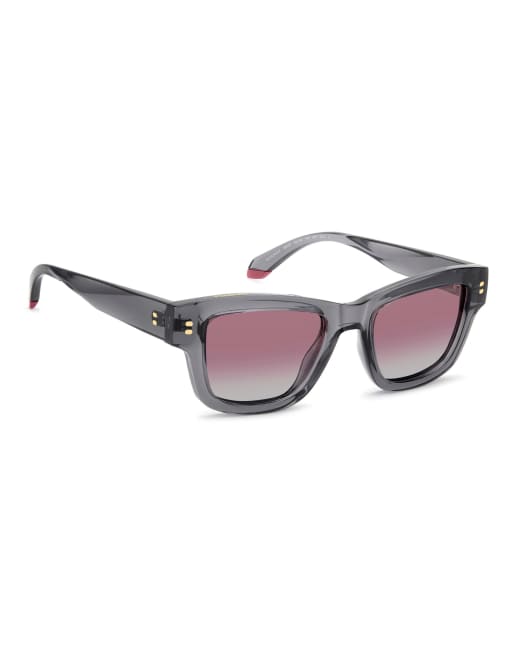 Polaroid Sunglasses Polaroid rectangular sunglasses - grey frame, burgundy shaded polarised lenses in grey, 7 of 7