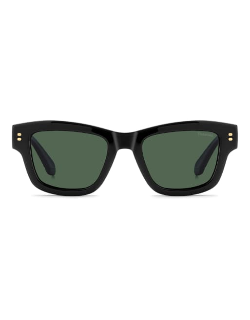 Polaroid Sunglasses Polaroid sung rectangular sunglasses with green polarized lenses - black in black, 2 of 7