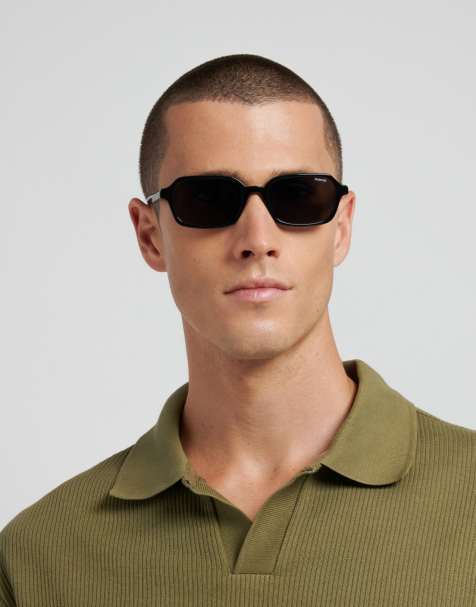 Polaroid Sunglasses Polaroid sung rectangular sunglasses with grey polarized lenses in black - view 1