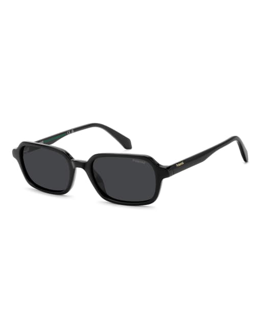 Polaroid Sunglasses Polaroid sung rectangular sunglasses with grey polarized lenses in black, 2 of 7