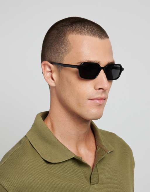 Polaroid Sunglasses Polaroid sung rectangular sunglasses with grey polarized lenses in black, 4 of 7