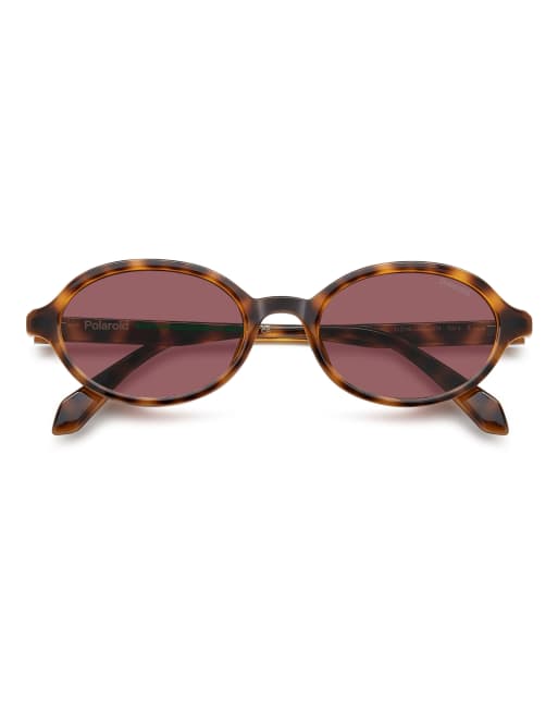 Polaroid Sunglasses Polaroid sung vintage oval sunglasses with violet polarized lenses in brown, 3 of 7