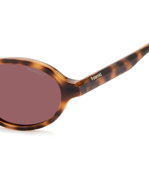 Polaroid Sunglasses Polaroid sung vintage oval sunglasses with violet polarized lenses in brown, 4 of 7