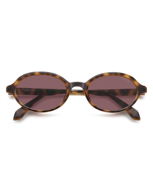 Polaroid Sunglasses Polaroid sung vintage oval sunglasses with violet polarized lenses in brown, 7 of 7