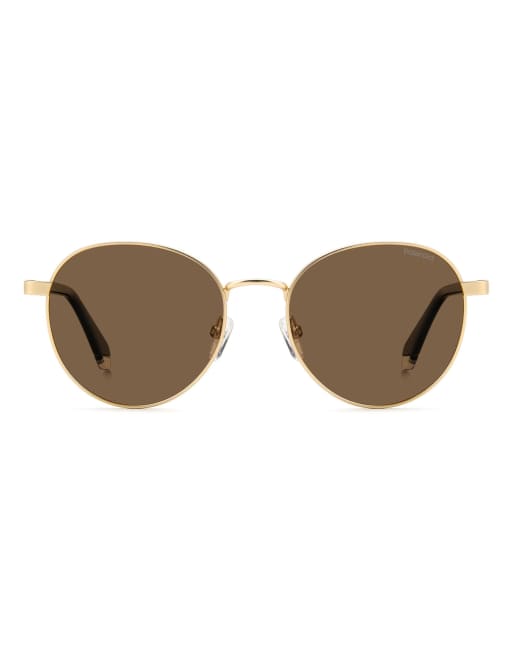 Polaroid Sunglasses Round sunglasses with bronze polarized lenses in gold, 2 of 7