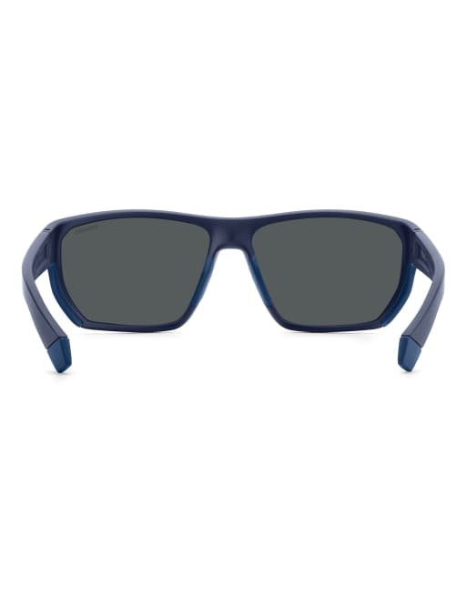Polaroid Sunglasses Sporty rectangular sunglasses with blue mirror polarized lenses in blue, 4 of 7