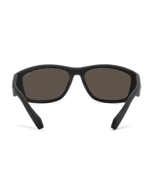 Polaroid Sunglasses Sporty wrap sunglasses with blue mirror polarized lenses in black, 7 of 7