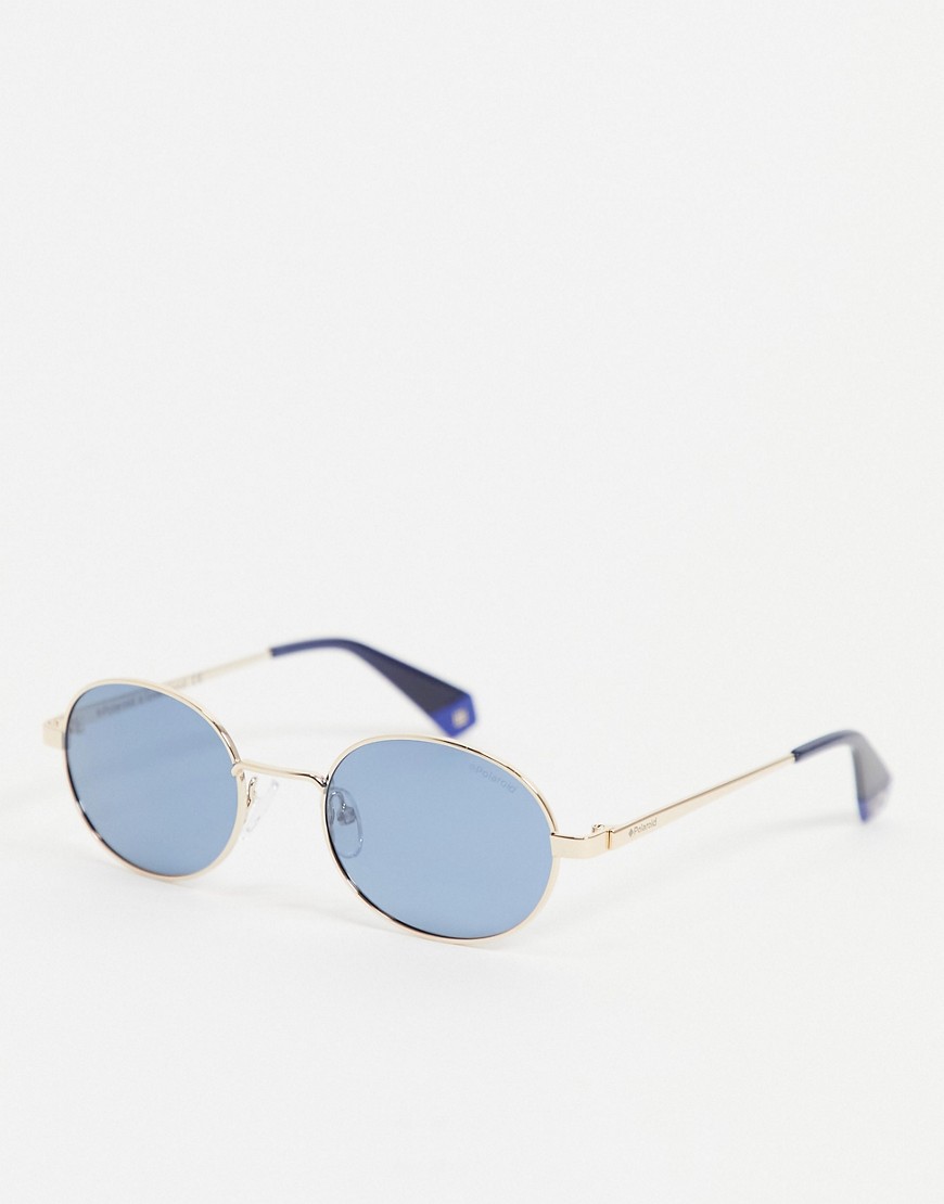 Polaroid - Unisex zonnebril met ronde mini-glazen-Blauw