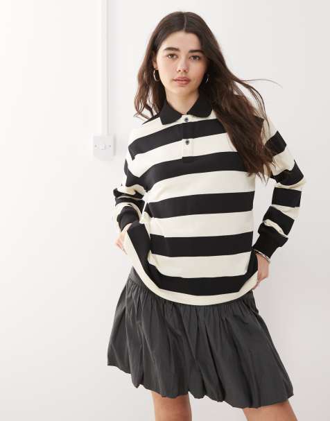 Polo a rayas blancas y negras de estilo rugby y manga larga con solapas Nautica de Lioness - view 1